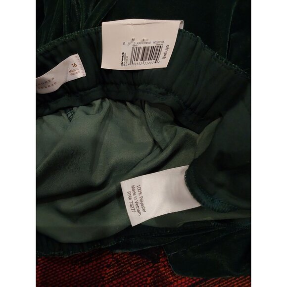 Lauren Conrad Green Velvet Pants Size 16 With Zipper Closure & Stretch Waistband - Picture 8 of 11
